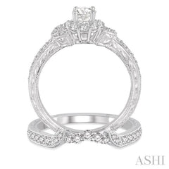 3/4 ctw Diamond Bridal Set with 1/2 ctw Round Cut Engagement Ring and 1/6 ctw Wedding Band in 14K White Gold 3/4 ctw Diamond Bridal Set with 1/2 ctw Round Cut Engagement Ring and 1/6 ctw Wedding Band in 14K White Gold