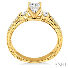 1/2 Ctw Diamond Engagement Ring with 1/3 Ct Princess Cut Center Stone in 14K Yellow Gold 1/2 Ctw Diamond Engagement Ring with 1/3 Ct Princess Cut Center Stone in 14K Yellow Gold