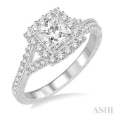 1/2 Ctw Round Diamond Semi-Mount Engagement Ring in 14K White Gold