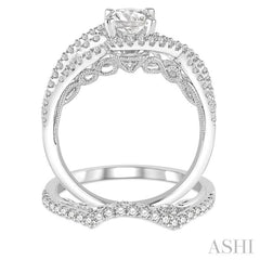 1 Ctw Diamond Wedding Set With 3/4 Ctw Entwined Round Cut Diamond Engagement Ring and 1/5 Ctw Wedding Band in 14K White Gold 1 Ctw Diamond Wedding Set With 3/4 Ctw Entwined Round Cut Diamond Engagement Ring and 1/5 Ctw Wedding Band in 14K White Gold