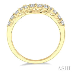 1/2 Ctw U-Drop Round Cut Diamond Wedding Band in 14K Yellow Gold 1/2 Ctw U-Drop Round Cut Diamond Wedding Band in 14K Yellow Gold