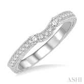 1/5 Ctw Curved Center Foliage Engraved Round Cut Diamond Wedding Band in 14K White Gold