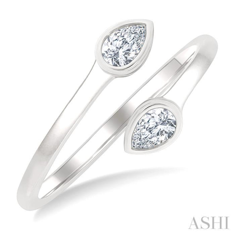 1/5 Ctw Split Single Coil Bezel Set Pear Cut Diamond Open Fashion Ring in 14K White Gold 1/5 Ctw Split Single Coil Bezel Set Pear Cut Diamond Open Fashion Ring in 14K White Gold