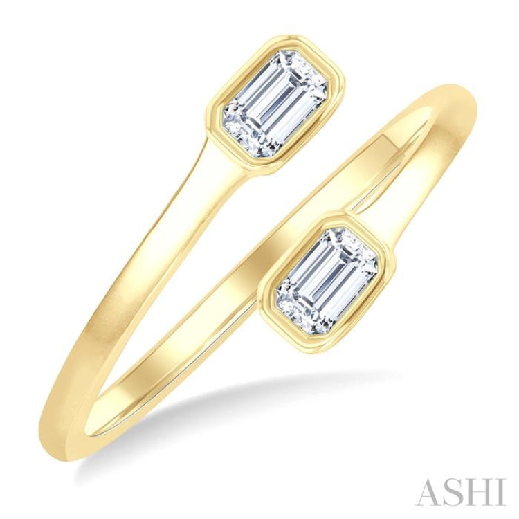 1/5 Ctw Split Single Coil Bezel Set Octagon Cut Diamond Open Fashion Ring in 14K Yellow Gold 1/5 Ctw Split Single Coil Bezel Set Octagon Cut Diamond Open Fashion Ring in 14K Yellow Gold