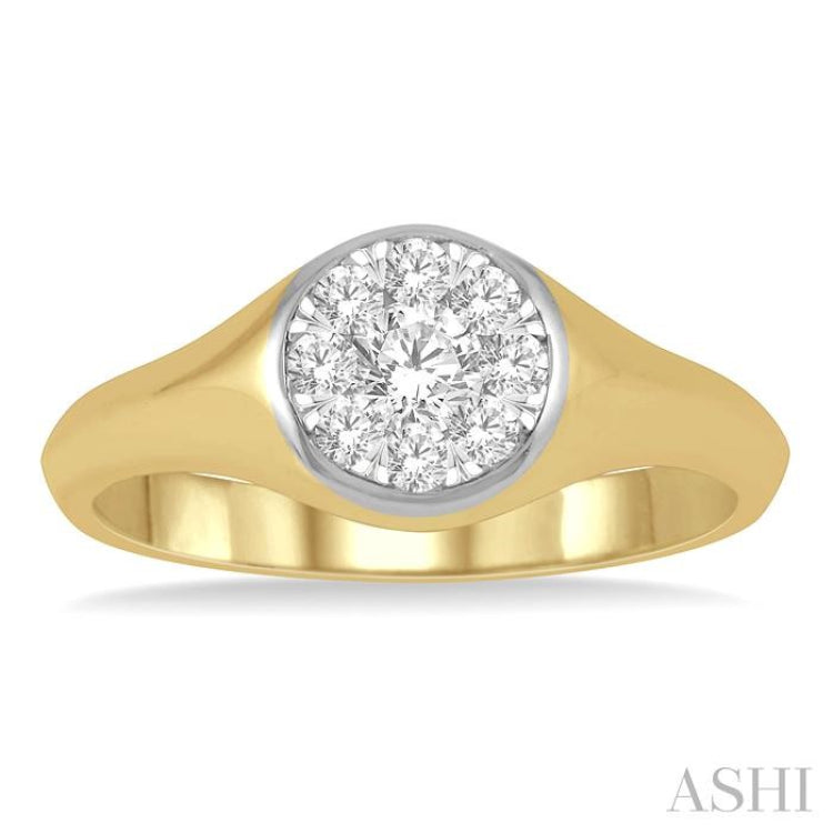 1/3 Ctw Round Shape Lovebright Diamond Ring in 14K Yellow and White Gold 1/3 Ctw Round Shape Lovebright Diamond Ring in 14K Yellow and White Gold