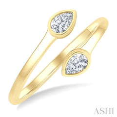 1/5 Ctw Split Single Coil Bezel Set Pear Cut Diamond Open Fashion Ring in 14K Yellow Gold 1/5 Ctw Split Single Coil Bezel Set Pear Cut Diamond Open Fashion Ring in 14K Yellow Gold