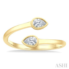 1/5 Ctw Split Single Coil Bezel Set Pear Cut Diamond Open Fashion Ring in 14K Yellow Gold 1/5 Ctw Split Single Coil Bezel Set Pear Cut Diamond Open Fashion Ring in 14K Yellow Gold