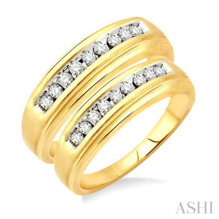 1/3 ctw Round Cut Diamond Duos Ring Set in 10K Yellow Gold 1/3 ctw Round Cut Diamond Duos Ring Set in 10K Yellow Gold