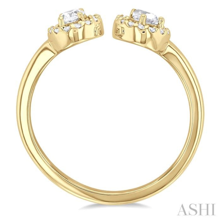 3/8 ctw Toi Et Moi Pear, Oval and Round Cut Diamond Open Fashion Ring in 14K Yellow Gold 3/8 ctw Toi Et Moi Pear, Oval and Round Cut Diamond Open Fashion Ring in 14K Yellow Gold