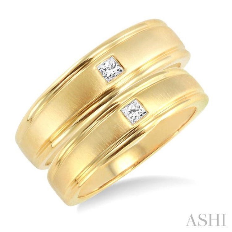 1/6 ctw Princess Cut Diamond Duos Ring Set in 14K Yellow Gold 1/6 ctw Princess Cut Diamond Duos Ring Set in 14K Yellow Gold