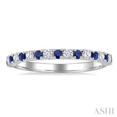 1.80 MM Round Shape Sapphire and 1/4 Ctw Round Cut Diamond Precious Stack Band in 10K White Gold