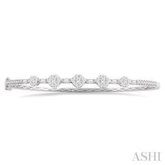 1 1/10 Ctw Lovebright Circular Mounts Baguette & Round Cut Diamond Bangle in 14K White Gold 1 1/10 Ctw Lovebright Circular Mounts Baguette & Round Cut Diamond Bangle in 14K White Gold