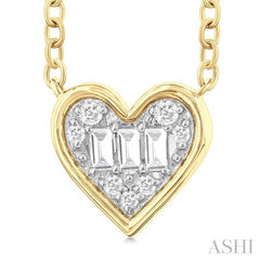 1/6 Ctw Petite Bezel Set Heart Shape Fusion Baguette and Round Cut Diamond Fashion Pendant With Chain in 10K Yellow Gold 1/6 Ctw Petite Bezel Set Heart Shape Fusion Baguette and Round Cut Diamond Fashion Pendant With Chain in 10K Yellow Gold