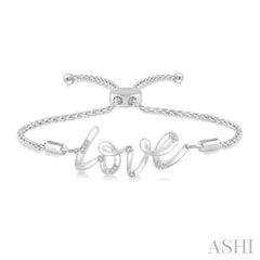 1/20 Ctw Love Scribed Round Cut Diamond Lariat Bracelet in Sterling Silver 1/20 Ctw Love Scribed Round Cut Diamond Lariat Bracelet in Sterling Silver