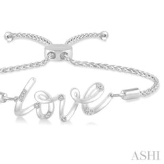 1/20 Ctw Love Scribed Round Cut Diamond Lariat Bracelet in Sterling Silver 1/20 Ctw Love Scribed Round Cut Diamond Lariat Bracelet in Sterling Silver