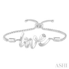 1/20 Ctw Love Scribed Round Cut Diamond Lariat Bracelet in Sterling Silver 1/20 Ctw Love Scribed Round Cut Diamond Lariat Bracelet in Sterling Silver