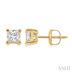 1 Ctw Princess Cut Diamond Stud Earrings in 14K Yellow Gold 1 Ctw Princess Cut Diamond Stud Earrings in 14K Yellow Gold