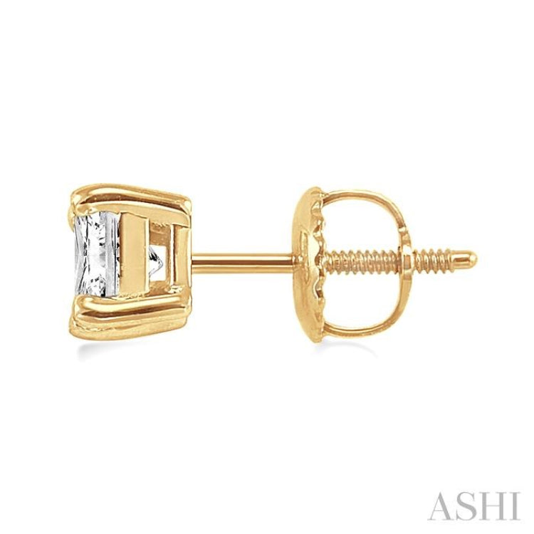 1 Ctw Princess Cut Diamond Stud Earrings in 14K Yellow Gold 1 Ctw Princess Cut Diamond Stud Earrings in 14K Yellow Gold