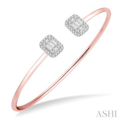 5/8 ctw Emerald Shape Lovebright Open Cuff Diamond Bangle in 14K Rose and White Gold 5/8 ctw Emerald Shape Lovebright Open Cuff Diamond Bangle in 14K Rose and White Gold