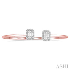 5/8 ctw Emerald Shape Lovebright Open Cuff Diamond Bangle in 14K Rose and White Gold 5/8 ctw Emerald Shape Lovebright Open Cuff Diamond Bangle in 14K Rose and White Gold