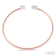 5/8 ctw Emerald Shape Lovebright Open Cuff Diamond Bangle in 14K Rose and White Gold 5/8 ctw Emerald Shape Lovebright Open Cuff Diamond Bangle in 14K Rose and White Gold