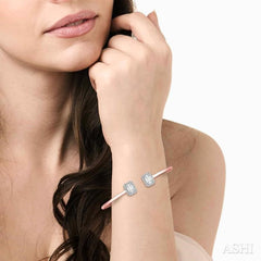 5/8 ctw Emerald Shape Lovebright Open Cuff Diamond Bangle in 14K Rose and White Gold 5/8 ctw Emerald Shape Lovebright Open Cuff Diamond Bangle in 14K Rose and White Gold