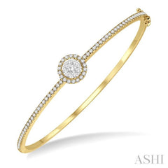1 Ctw Round Shape Lovebright Round Cut Diamond Stackable Bangle in 14K Yellow and White Gold 1 Ctw Round Shape Lovebright Round Cut Diamond Stackable Bangle in 14K Yellow and White Gold