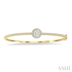 1 Ctw Round Shape Lovebright Round Cut Diamond Stackable Bangle in 14K Yellow and White Gold 1 Ctw Round Shape Lovebright Round Cut Diamond Stackable Bangle in 14K Yellow and White Gold