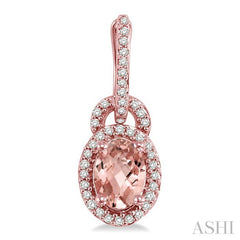 7x5 MM Oval Cut Morganite and 1/3 ctw Round Cut Diamond Earrings in 14K Rose Gold 7x5 MM Oval Cut Morganite and 1/3 ctw Round Cut Diamond Earrings in 14K Rose Gold