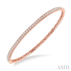 1 Ctw Round Cut Diamond Bangle in 14K Rose Gold 1 Ctw Round Cut Diamond Bangle in 14K Rose Gold