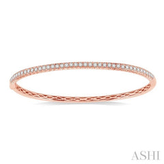1 Ctw Round Cut Diamond Bangle in 14K Rose Gold 1 Ctw Round Cut Diamond Bangle in 14K Rose Gold