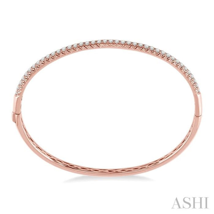 1 Ctw Round Cut Diamond Bangle in 14K Rose Gold 1 Ctw Round Cut Diamond Bangle in 14K Rose Gold