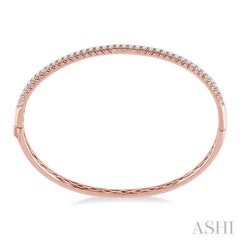 1 Ctw Round Cut Diamond Bangle in 14K Rose Gold 1 Ctw Round Cut Diamond Bangle in 14K Rose Gold