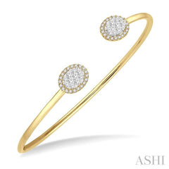 5/8 ctw Oval Shape Lovebright Open Cuff Diamond Bangle in 14K Yellow and White Gold 5/8 ctw Oval Shape Lovebright Open Cuff Diamond Bangle in 14K Yellow and White Gold
