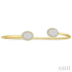 5/8 ctw Oval Shape Lovebright Open Cuff Diamond Bangle in 14K Yellow and White Gold 5/8 ctw Oval Shape Lovebright Open Cuff Diamond Bangle in 14K Yellow and White Gold