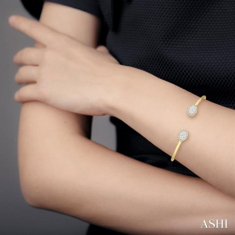 5/8 ctw Oval Shape Lovebright Open Cuff Diamond Bangle in 14K Yellow and White Gold 5/8 ctw Oval Shape Lovebright Open Cuff Diamond Bangle in 14K Yellow and White Gold