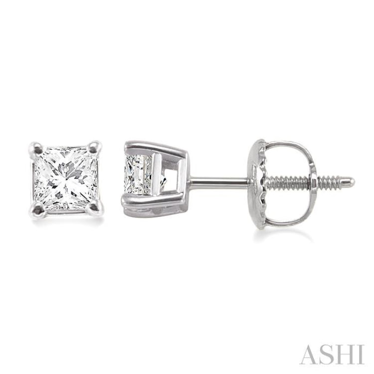 1/3 Ctw Princess Cut Diamond Stud Earrings in 14K White Gold 1/3 Ctw Princess Cut Diamond Stud Earrings in 14K White Gold
