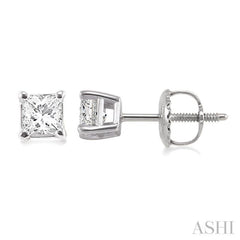 1/3 Ctw Princess Cut Diamond Stud Earrings in 14K White Gold 1/3 Ctw Princess Cut Diamond Stud Earrings in 14K White Gold