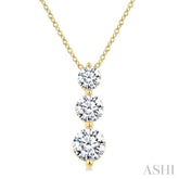 1 Ctw Round Cut Diamond Three-Stone Snowman Pendant With Chain in 14K Yellow Gold