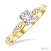 1/6 Ctw Oval Shape Round Cut Diamond Semi-Mount Engagement Ring in 14K Yellow and White Gold