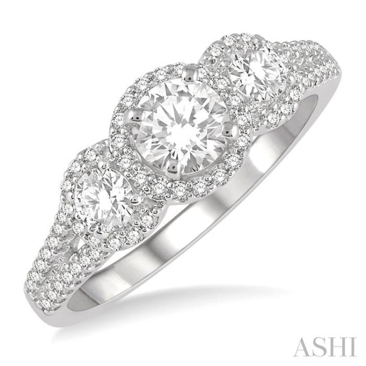 7/8 ctw Round Triple Mount Diamond Ladies Engagement Ring in 14K White Gold 7/8 ctw Round Triple Mount Diamond Ladies Engagement Ring in 14K White Gold