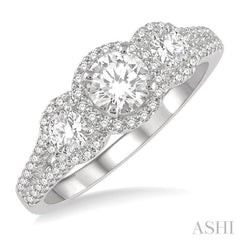7/8 ctw Round Triple Mount Diamond Ladies Engagement Ring in 14K White Gold 7/8 ctw Round Triple Mount Diamond Ladies Engagement Ring in 14K White Gold