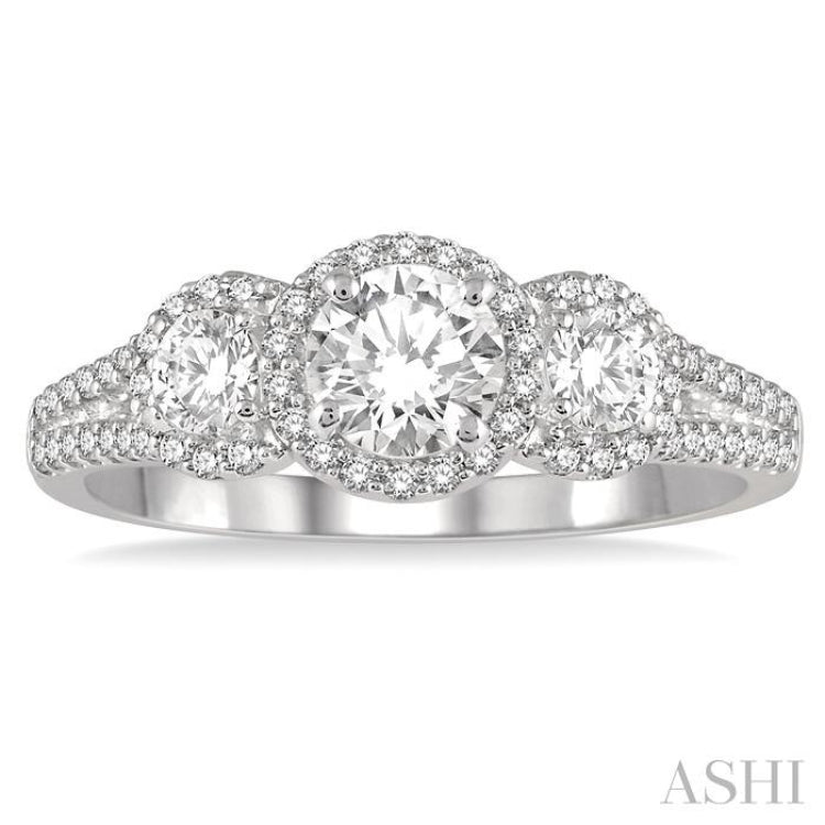 7/8 ctw Round Triple Mount Diamond Ladies Engagement Ring in 14K White Gold 7/8 ctw Round Triple Mount Diamond Ladies Engagement Ring in 14K White Gold