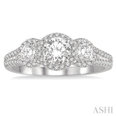 7/8 ctw Round Triple Mount Diamond Ladies Engagement Ring in 14K White Gold 7/8 ctw Round Triple Mount Diamond Ladies Engagement Ring in 14K White Gold