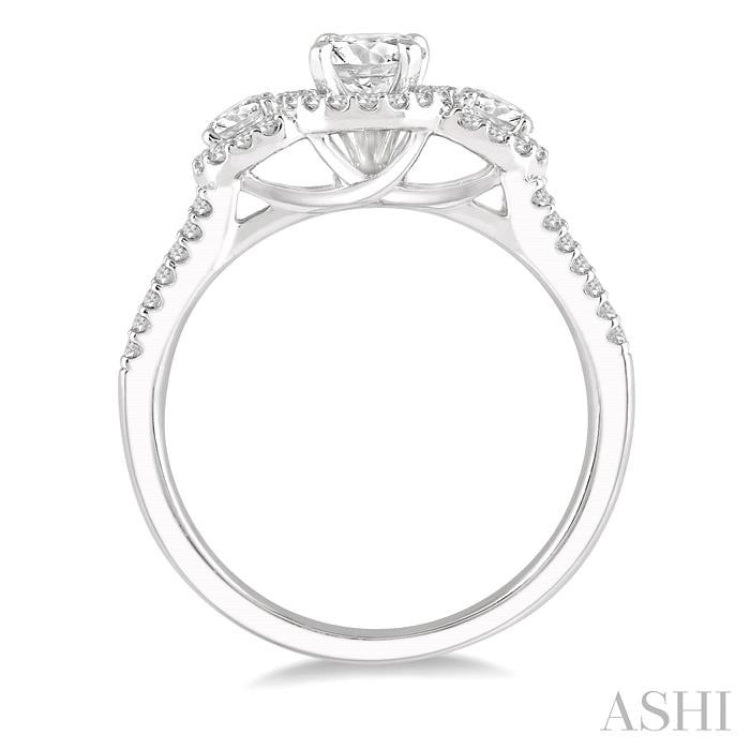 7/8 ctw Round Triple Mount Diamond Ladies Engagement Ring in 14K White Gold 7/8 ctw Round Triple Mount Diamond Ladies Engagement Ring in 14K White Gold
