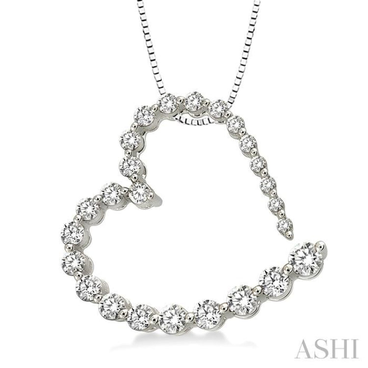 1/2 Ctw Diamond Journey Heart Pendant in 14K White Gold with chain 1/2 Ctw Diamond Journey Heart Pendant in 14K White Gold with chain