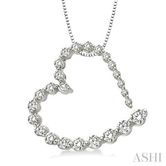 1/2 Ctw Diamond Journey Heart Pendant in 14K White Gold with chain 1/2 Ctw Diamond Journey Heart Pendant in 14K White Gold with chain