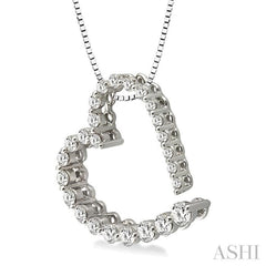 1/2 Ctw Diamond Journey Heart Pendant in 14K White Gold with chain 1/2 Ctw Diamond Journey Heart Pendant in 14K White Gold with chain