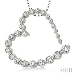 1/2 Ctw Diamond Journey Heart Pendant in 14K White Gold with chain 1/2 Ctw Diamond Journey Heart Pendant in 14K White Gold with chain