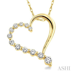 1/4 Ctw Round Cut Diamond Heart Half Journey Pendant in 14K Yellow Gold with Chain 1/4 Ctw Round Cut Diamond Heart Half Journey Pendant in 14K Yellow Gold with Chain